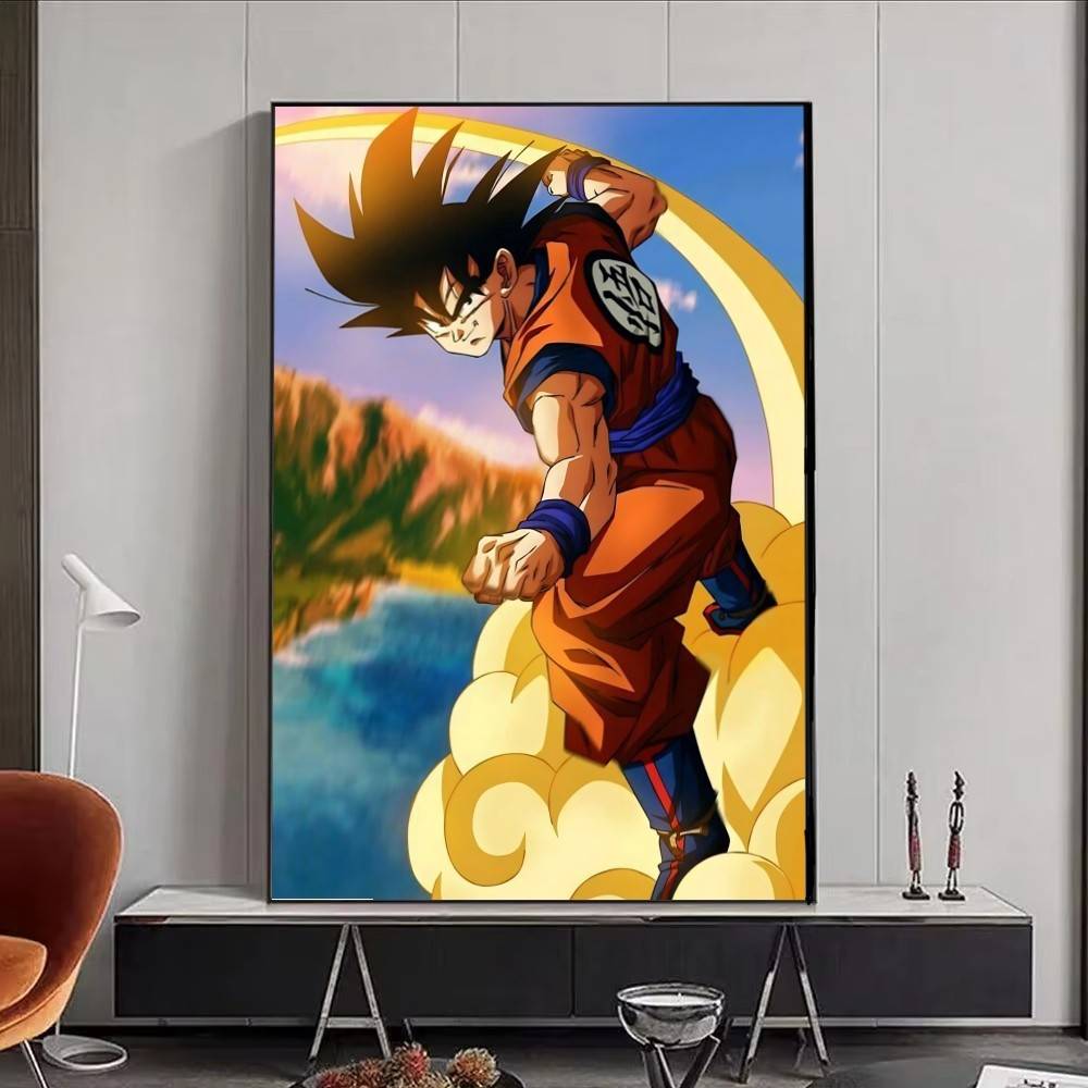 1pc Anime DRAGON BALL Son Goku Posters Self-adhesive Paper Print Home Living Room Bedroom Entrance Bar Cafe Art