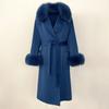 Woman Trend 2024 Autumn Winter 100% Double-sided Wool Coat Ladies Real Fox Fur Collar Detachable Long Coat