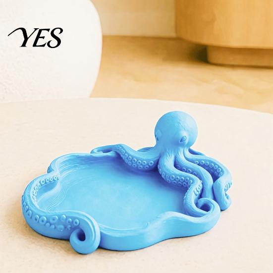 Animal Succulents Pot 3D Printed Octopus Jewelry Tray for Small Items, Ocean Theme Tabletop Shelf Organizer Storage Tray, Multifunctional Desktop
