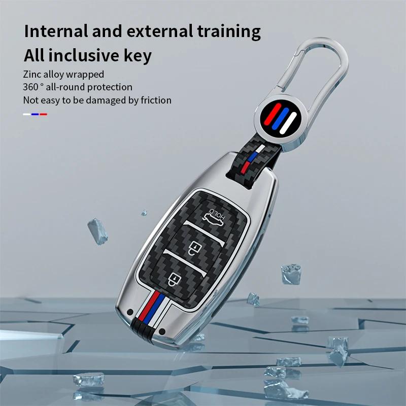 Styling Mouldings Car Alloy Key Case For Hyundai Palisade Grandeur Azera Elantra GT Kona 2018 2019 Smart Remote Fob Protector Co