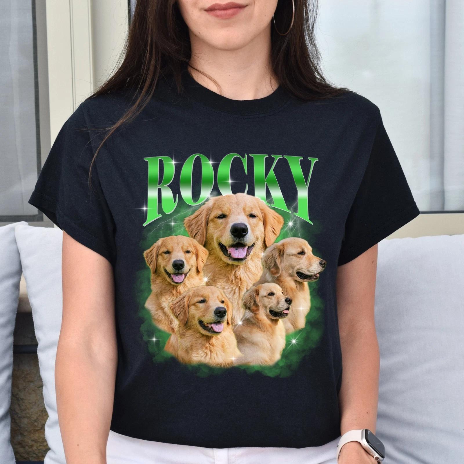 Custom Dog Unisex T-Shirt Your pictures Labrador Retriever tee dog mom Black Nav S