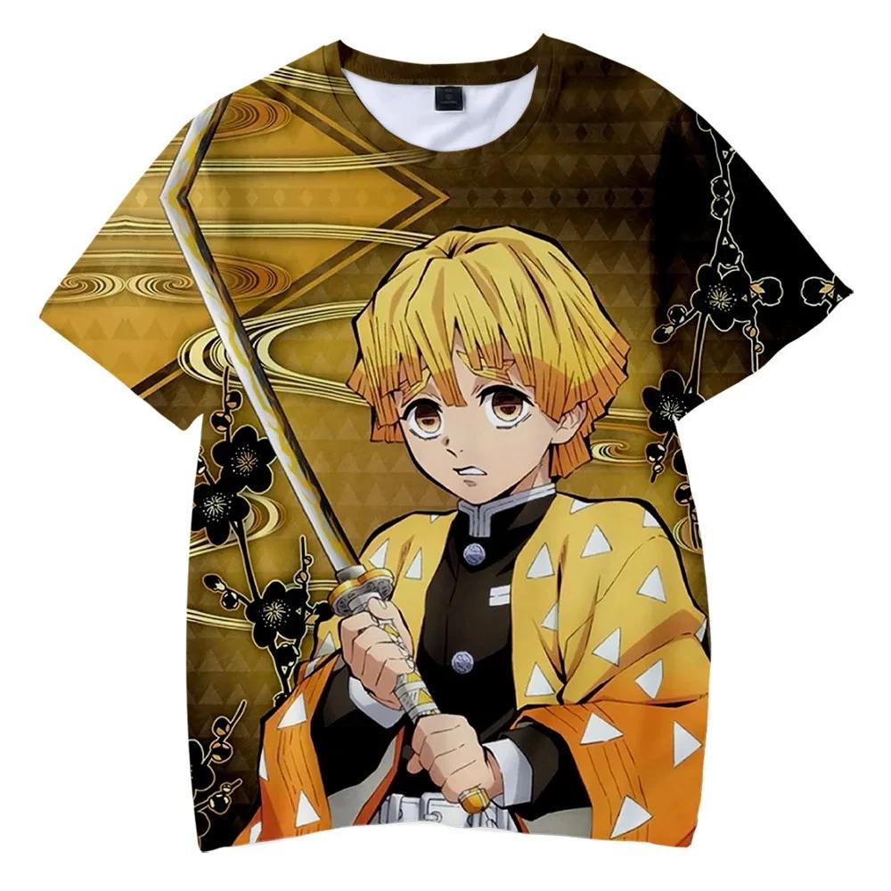 Summer Kids Short Sleeve Cartoon Top 3D Printed T-Shirt Anime Demon Slayer Boys Girls