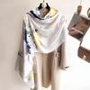 Cashew Fashion Scarf Simulation Silk Colour Blocking Temperament Beach Towel Female Silk Scarf Air Conditioning Shawl Outwear Scarf