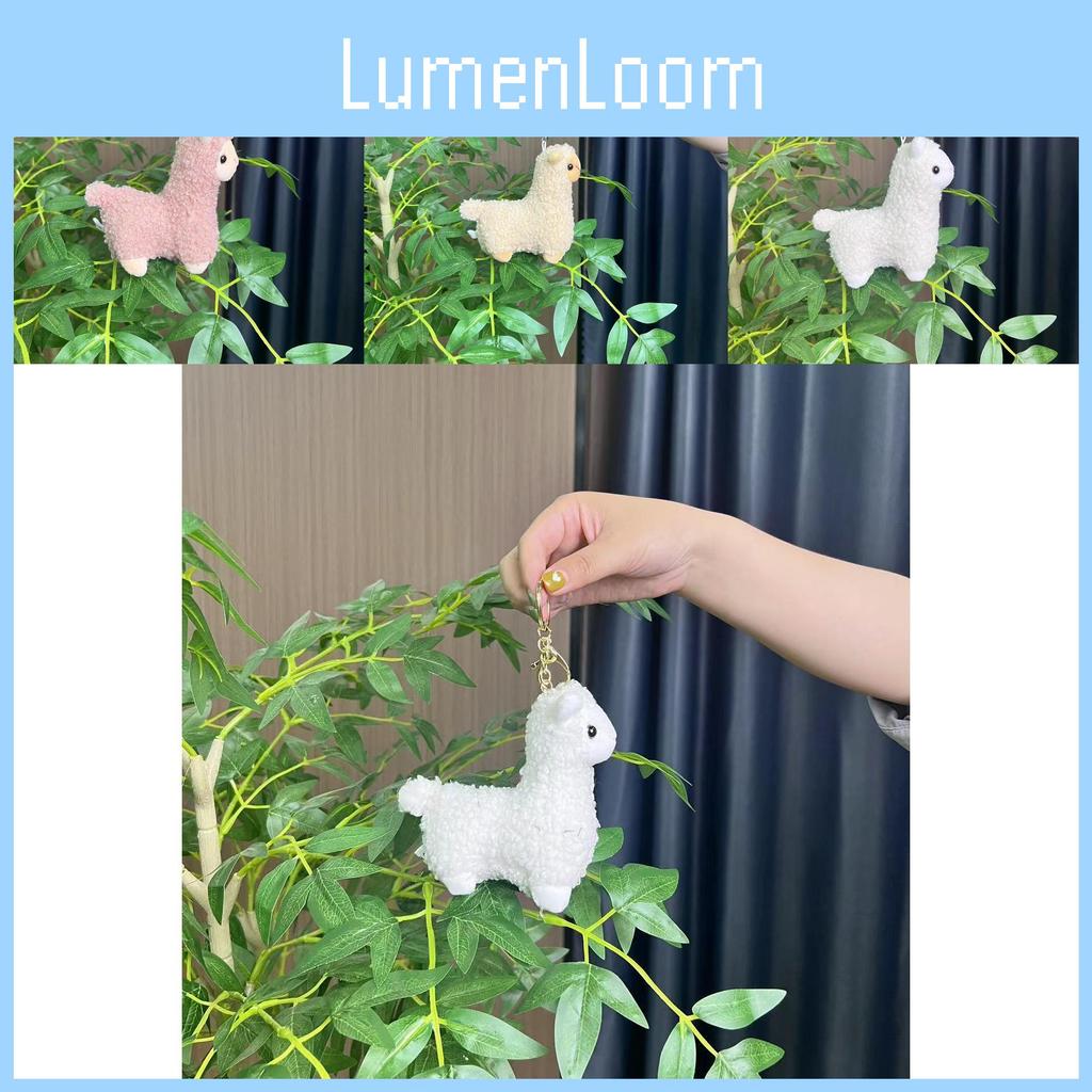 Charming White And Pink Alpaca Plush Doll Keychain Fluffy Adorable Bag Pendant