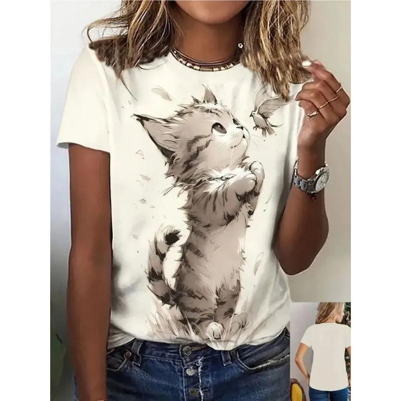 3D Printing Cute Animal Pattern Fashion Women's T-shirt Summer Breathable Versatile Trend