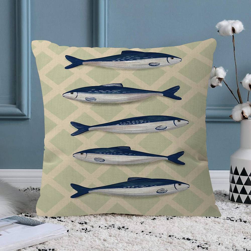 Sardines Pillow Covers Cartoon Sofa Decorative Home Doublesided Printing Short Plush Cute Cushion Cover