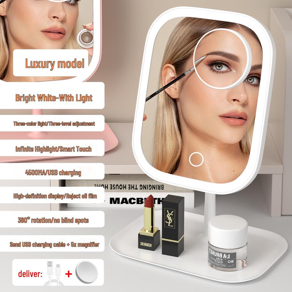 Portable LED Vanity Mirror: Home & Travel Tabletop Makeup Mirror