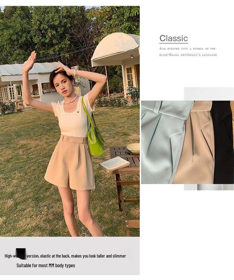 2026 Summer Women's Slimming A-line Wide-leg Shorts - Korean Style, Versatile, Casual Fit