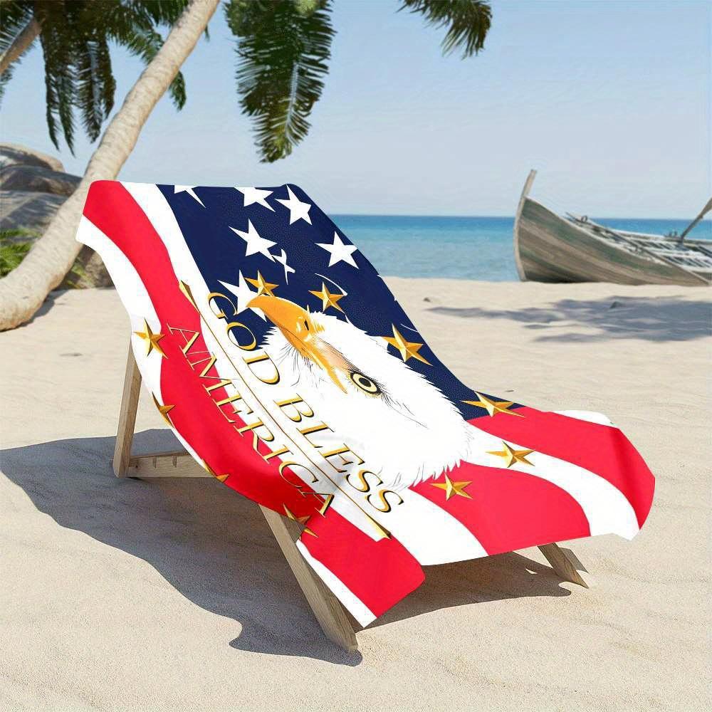 American Bald Eagle Beach Towel Single Sided 2D Quick Dry Soft Microfiber Towel For Beach Pool Spa Travel Patriotic Decor Gift