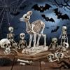 Haunted House Supplies Skeleton Animal Statue, Spooky Deer Cat Duck Figurine, Resin Yard Display Ornament for Halloween Table Centerpiece, Front Porch
