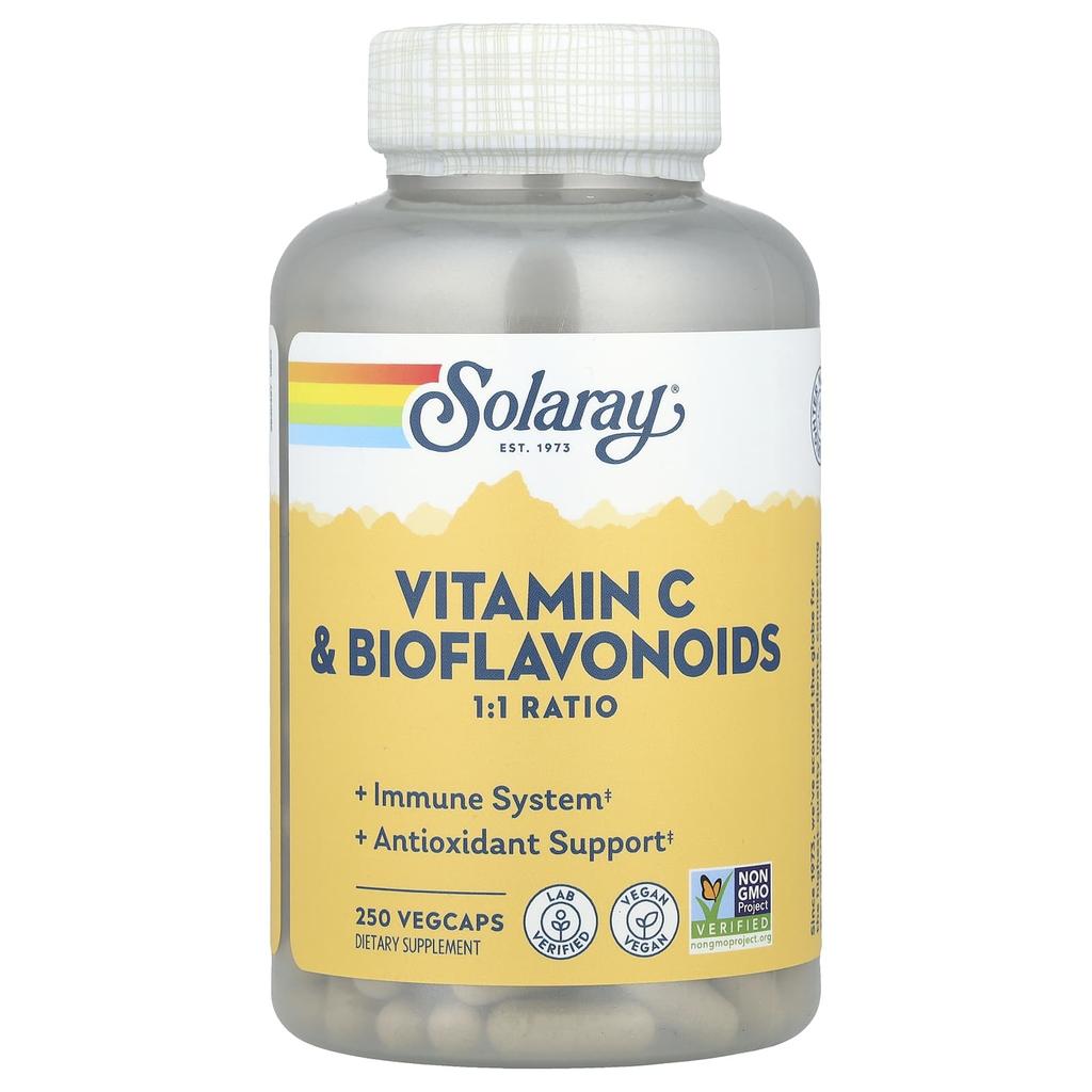 SOLARAY Vitamine C et bioflavonoïdes, 250 gélules végétales