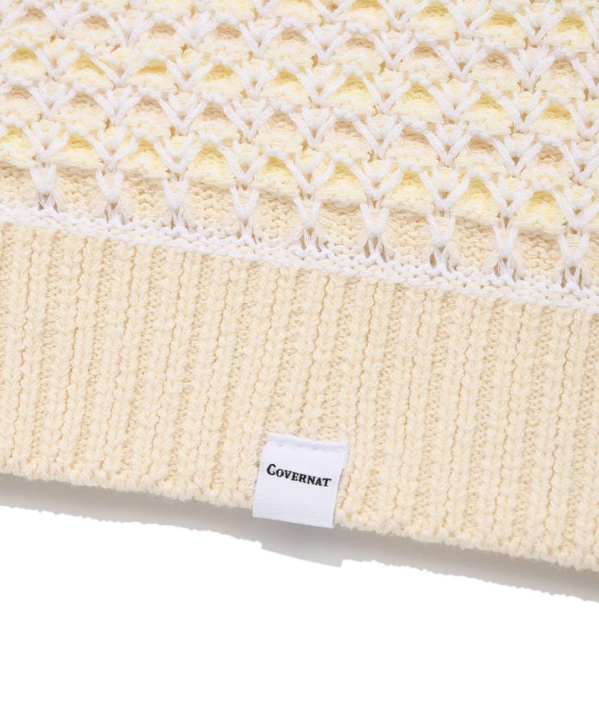 COVERNAT Multi-Texture Collar Half Knit Ivory
