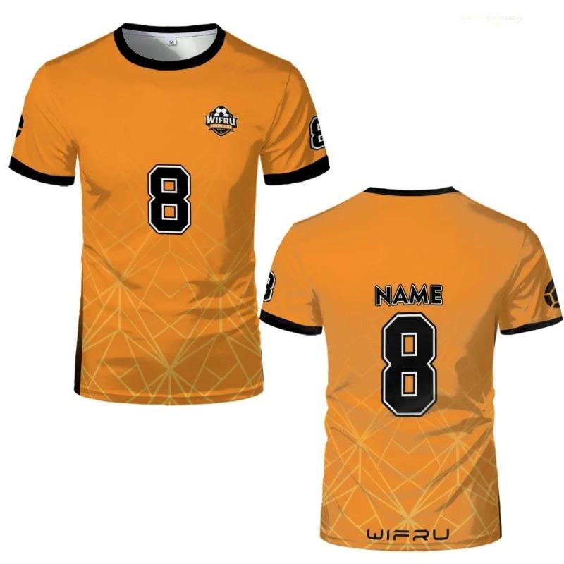 T-shirt da Calcio 3D Stampata Geometrica Traspirante ad Asciugatura Rapida per Allenamento all'Aperto Maglia WIFRU Girocollo Manica Corta Personalizzabile
