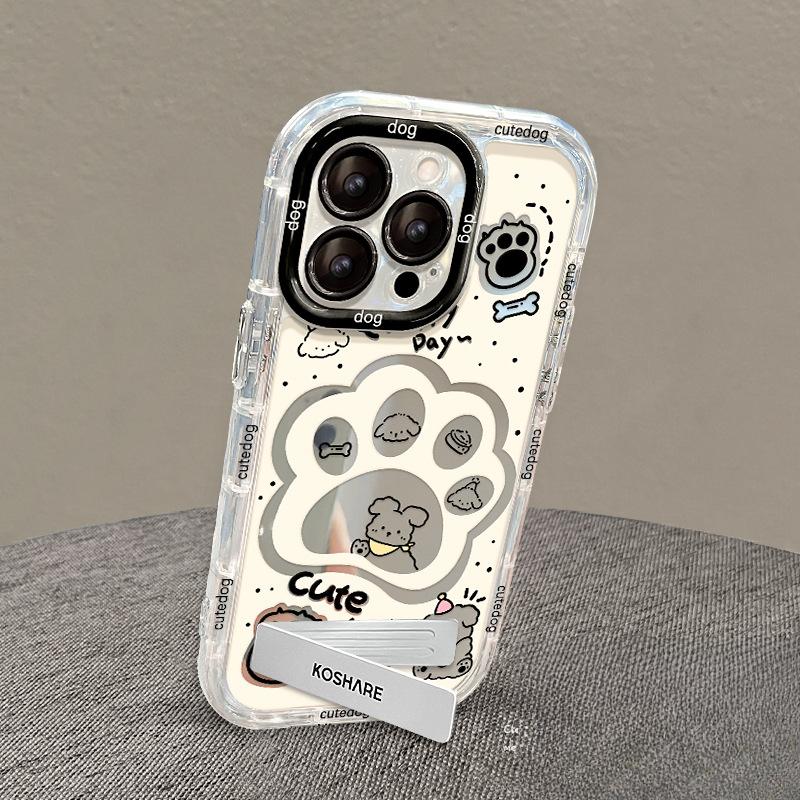 The Cute Puppy Paw Stand Is Suitable for Apple 15 Phone Cases, 14/13PRO, with Fine Hole Mirror Surface and Anti-drop 12/11