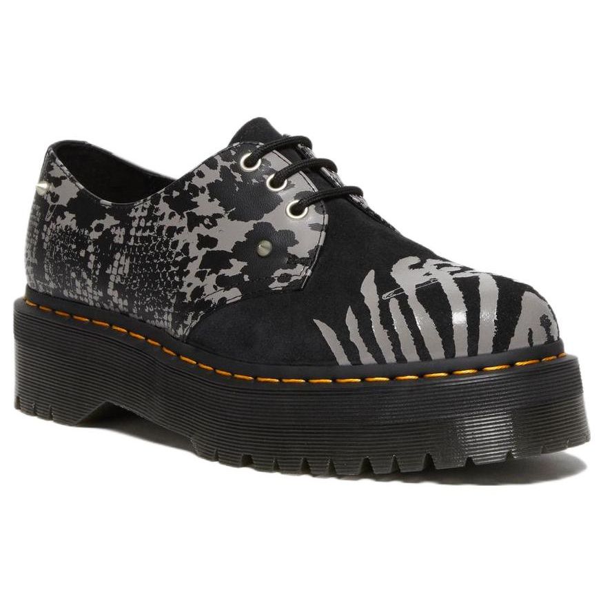 Dr. Martens Leather 3 Eyelet Lace-Up Low Top Casual Shoes Unisex Casual Shoes Black Gray 27695001