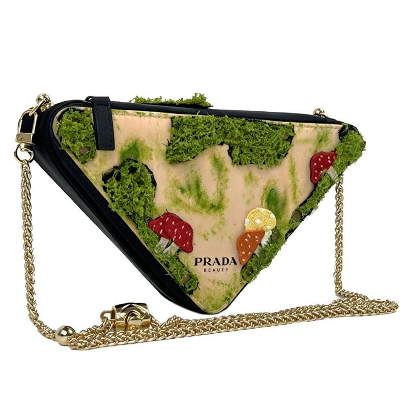 Prada Cosmetic bag/toiletry bag [Customized bag] Polyester fiber, mushroom forest, distressed moss Mushroom Forest Mushroom Forest-White Gift Box