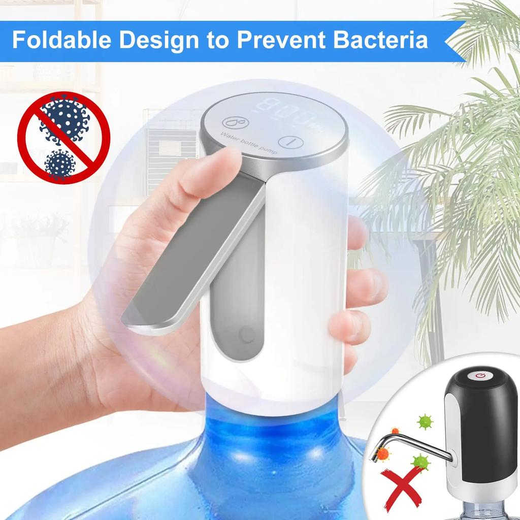 1PC LED Display Water Bottle Pump Foldable Electric 1200mah Type C Rechargeable Automatic Stop Touch Button 3 Quantitative Settings