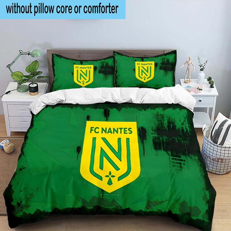 3PCS Fc Nantes Crest Design Printed Bedding Set, Includes A Duvet Cover and Two Pillowcases for Bedroom, Suitable for All Seasons