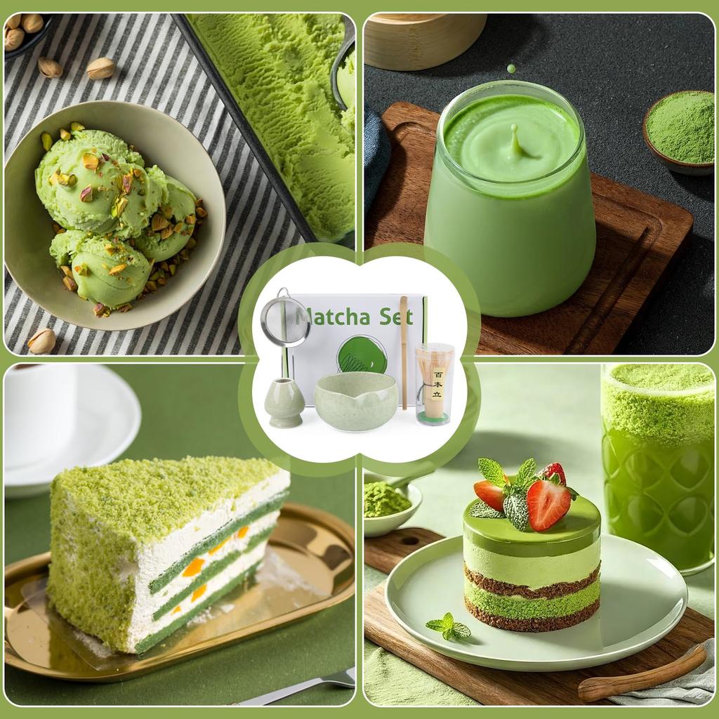 Matcha Tea Ceremony Ceramic Tea Bamboo Tea Tea Chasen and Stainless Steel Matcha Matcha Starter Easy To Perfect for Tea Ceremony Respect for the Aged