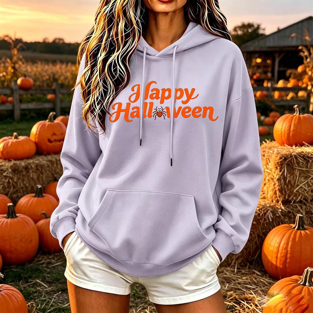 Women's Halloween Hoodie Color Loose Fit Casual Top