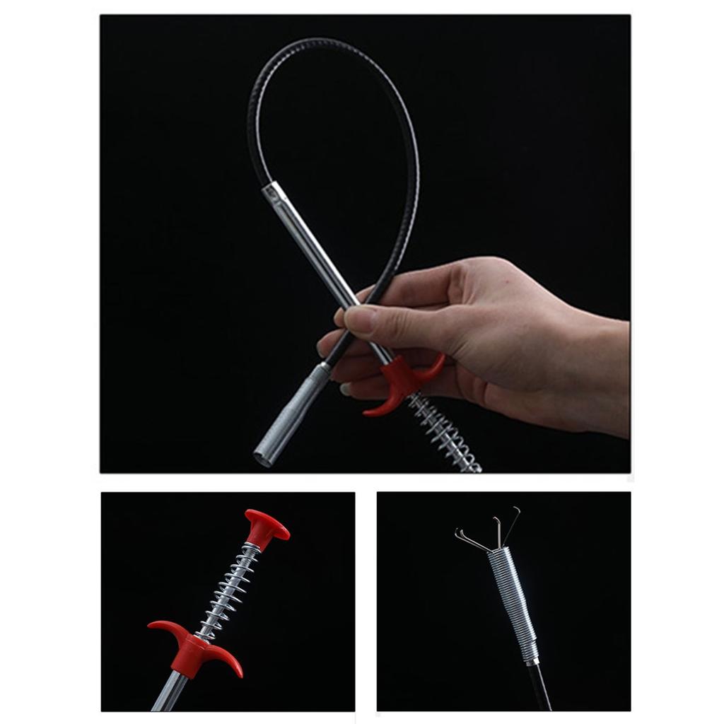 Drain Clog Remover 4 Claw Efficient Dredging Steel Wire Drain Hair Cleaner Tool for Toilet Bathroom Shower Room 0.6m