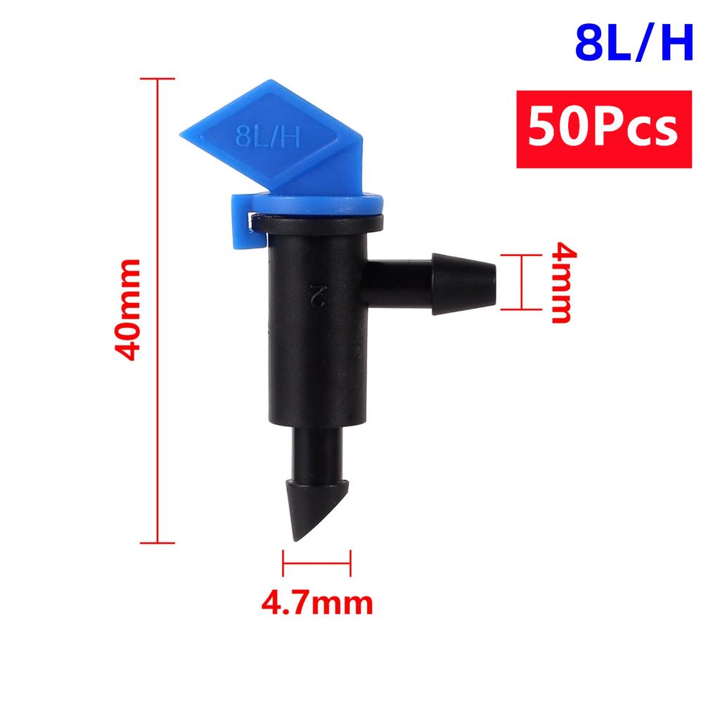 Garden Irrigation Drip Emitter 4L 8L 16L Flag-shaped Adjustable Dripper 1/4" Barb Steady Flow Micro-Sprinkler Nozzle 50/100Pcs