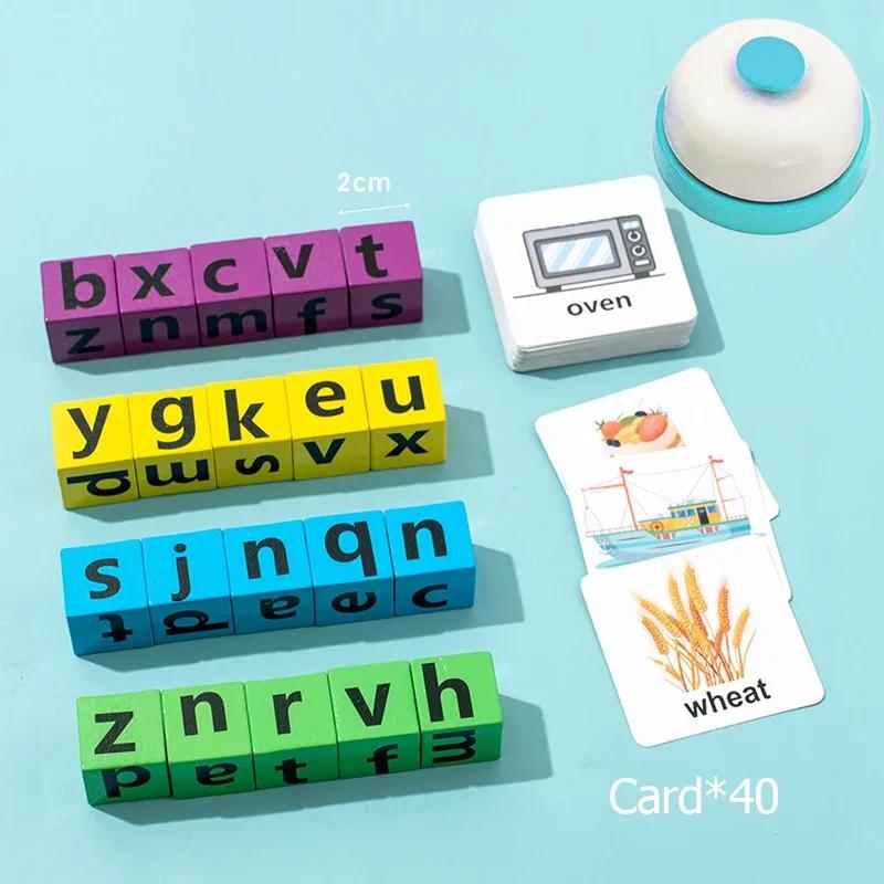 Dětská dřevěná montessori písmena blok kognitivní párování puzzle učení se slovem párování puzzle vzdělávání hračky bojová hra