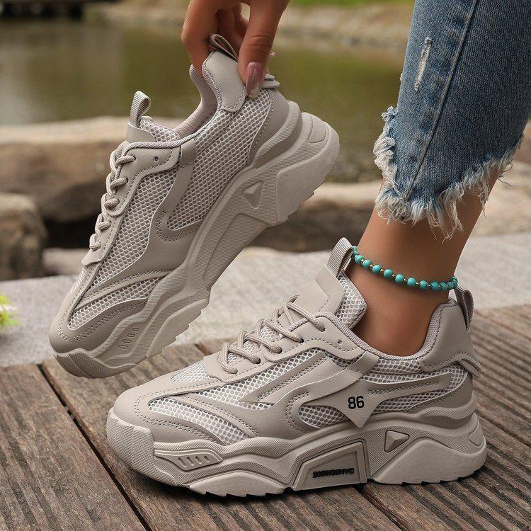 Spring Women's Sneakers Green Breathable Mesh Platform Chunky Sneakers Women Sports Shoes Thick Sole Walking Sneakers Woman Shoe