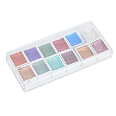 12-Color Pearl Color Solid Watercolor Pigment Set Portable Painting Paints Art Supplies12-color