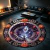 Halloween Round Rug Gear Portal Skull Neon 3D Illusion Non Slip Area Rug Living Room Spooky Decor Elegant Soft Washable