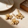 Popular European and American Exaggerated Oversized Flower Necklace Earrings Set Jewelry Dress Banquet Party Accessories Gold