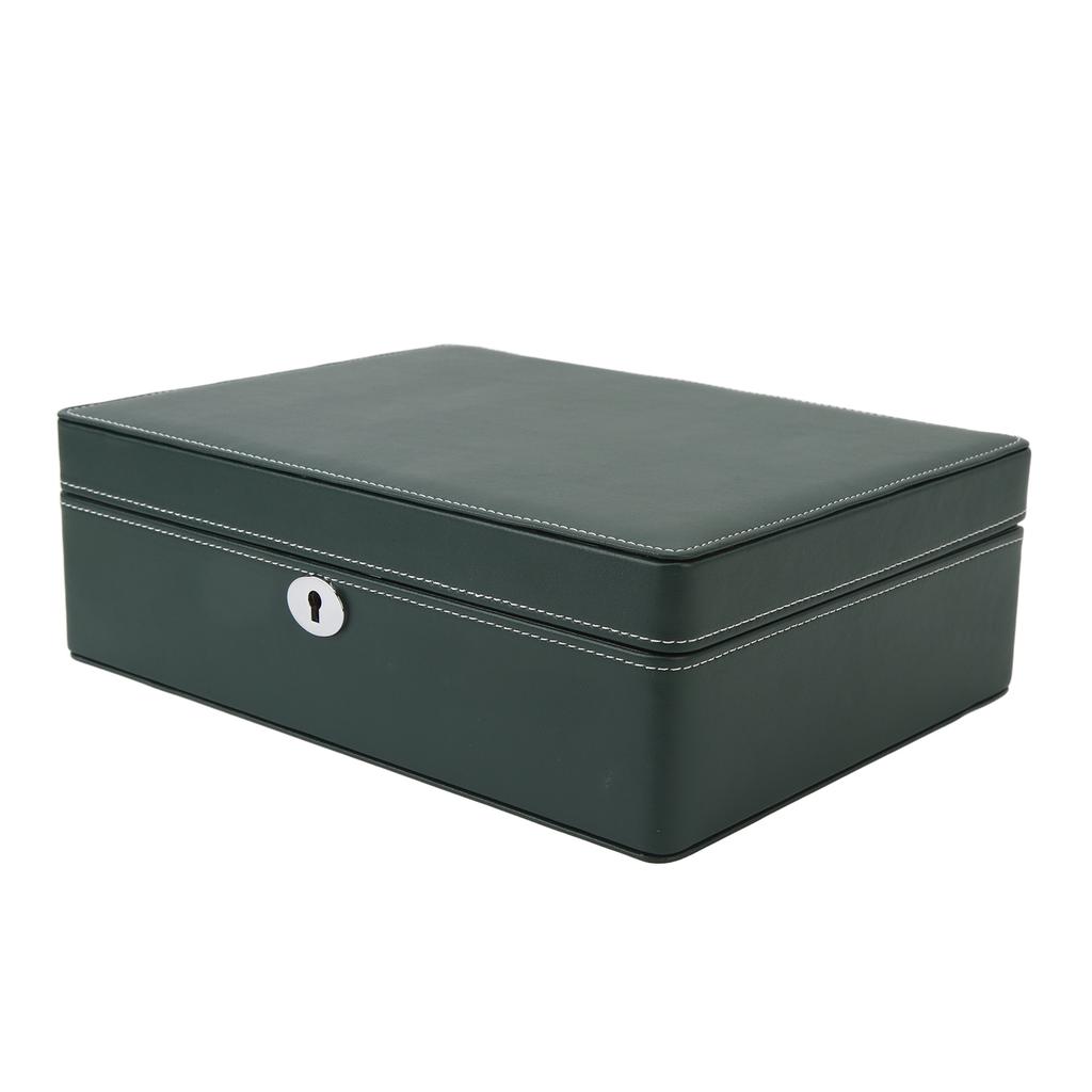 8-Fächer Uhrenbox Vitrine Organizer Schmuckaufbewahrungsbox für Männer Frauen Mikrofaserleder Grün