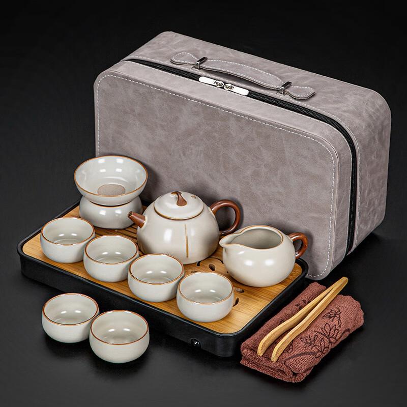Mingzhanxuan Beige Ru Ware Travel Kung Fu Tea Set