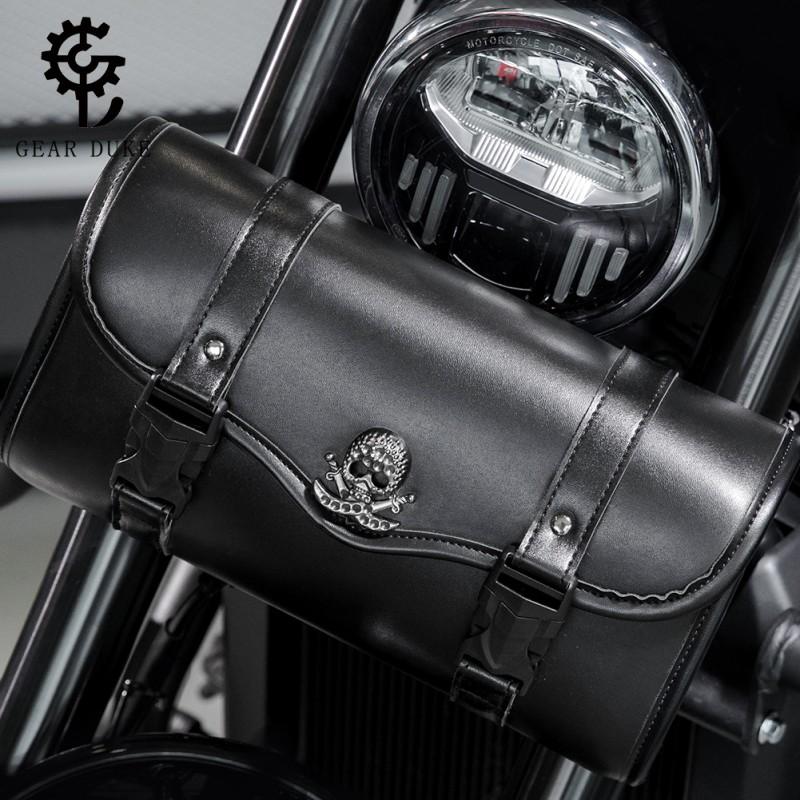 Motorcycle Tank Bag Scooter ATV Ride Gear Storage Waterproof Bike Side Mount Pouch European Punk Style