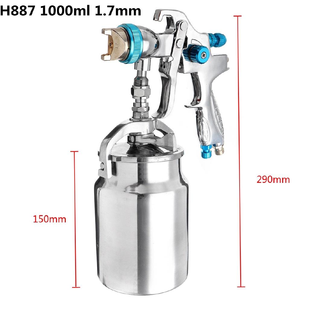 H887 1.7mm 1000ML Professional Gravity Feed Spray Gun Airbrush Nail Kit Stainless Steel Nozzle Auto Cars Painting Pain