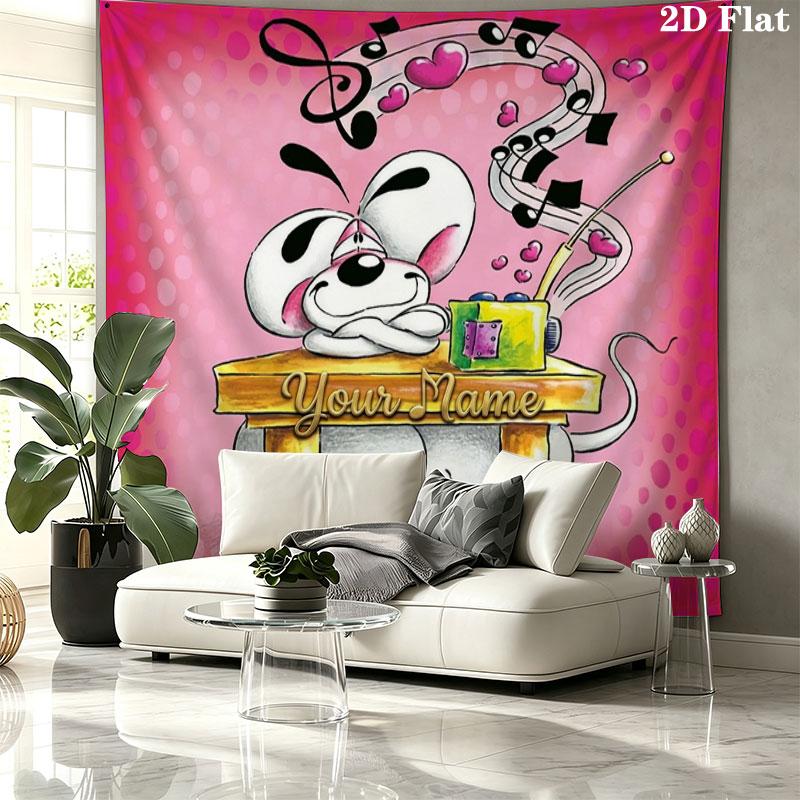 Diddl Custom Name Wall Tapestry Aesthetic Wall Hanging Printed Fabric Blanket Decorative Tapestries for Bedroom Living Room Home Decor