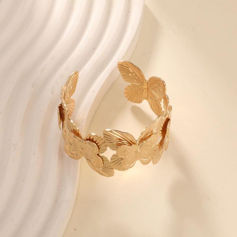 Explosive Geometric Opening Exaggerated Adjustable Fashion Wide Surface Hollow Butterfly Bracelet Gold Bracelet Women