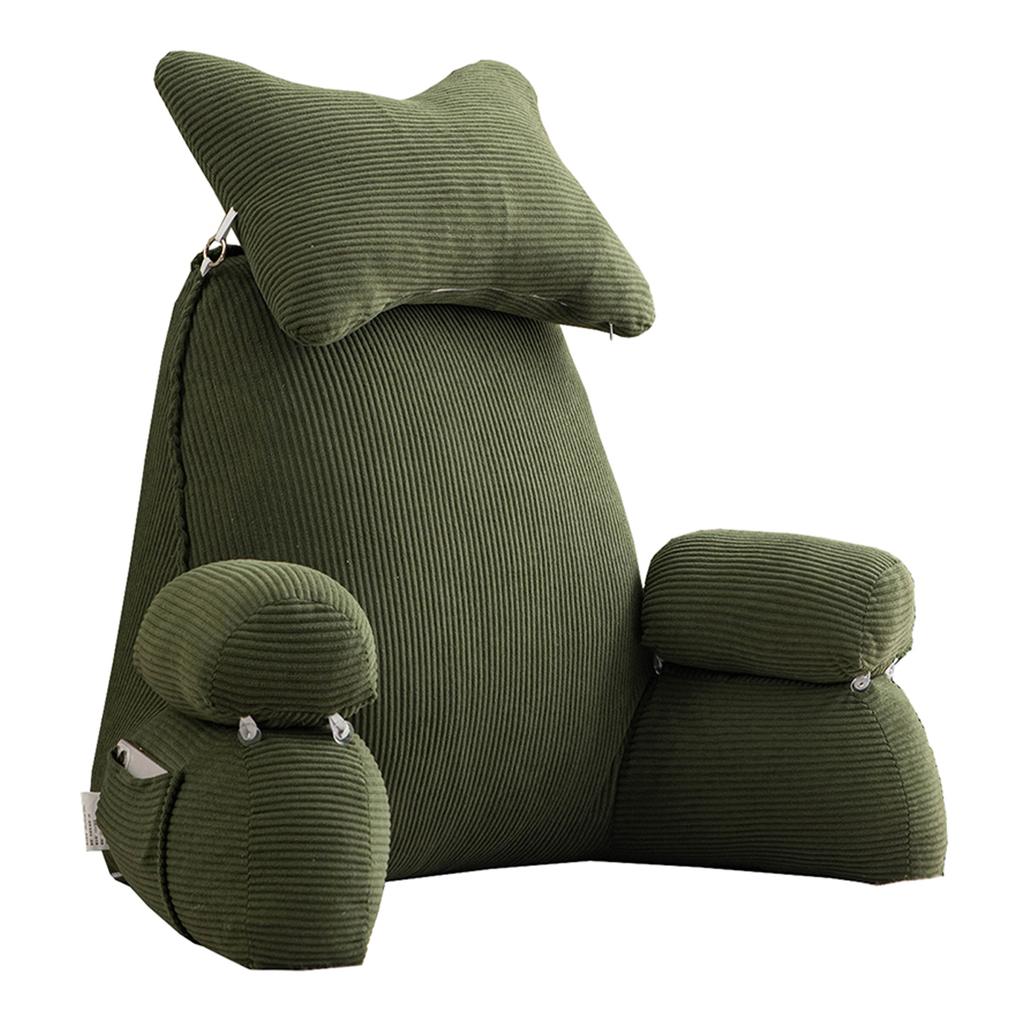Reading Pillow for Sitting in Bed with Armrests and Pockets