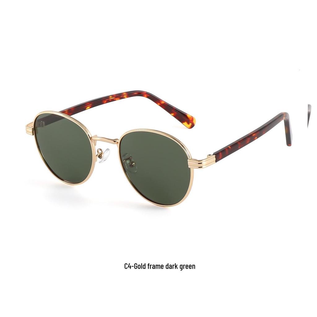 Retro Hong Kong Style Polarized Metal Sunglasses - Versatile High-End Streetwear