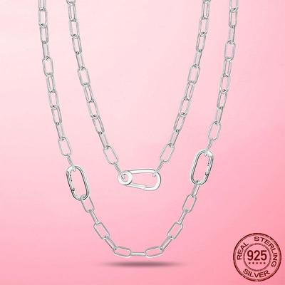 Me-Ketten-Halskette aus 925er-Sterlingsilber, Gliederkette für Damen, Me-Charm-Kette, edler Schmuck, 45 cm, 50 cm