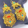 Elegant Trend Indian Jhumka Earrings Gold Plated Geometric Dangle Jewelry Accessory for Trendy Women Stylish Outfits