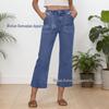 European & American Women's Versatile Loose Cropped Jeans with Pockets