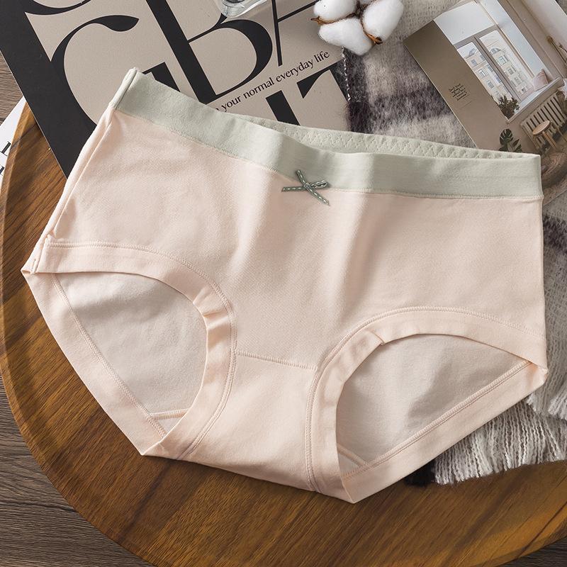 Damen Frühling und Herbst Farbe antibakteriell reine Baumwolle Schritt hautfreundlich atmungsaktiv mittelhoch geschnittene nicht kratzende Slips
