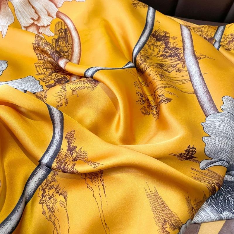 Women S Elegant Peony Printed Silk Like Scarf Fashionable Shawl