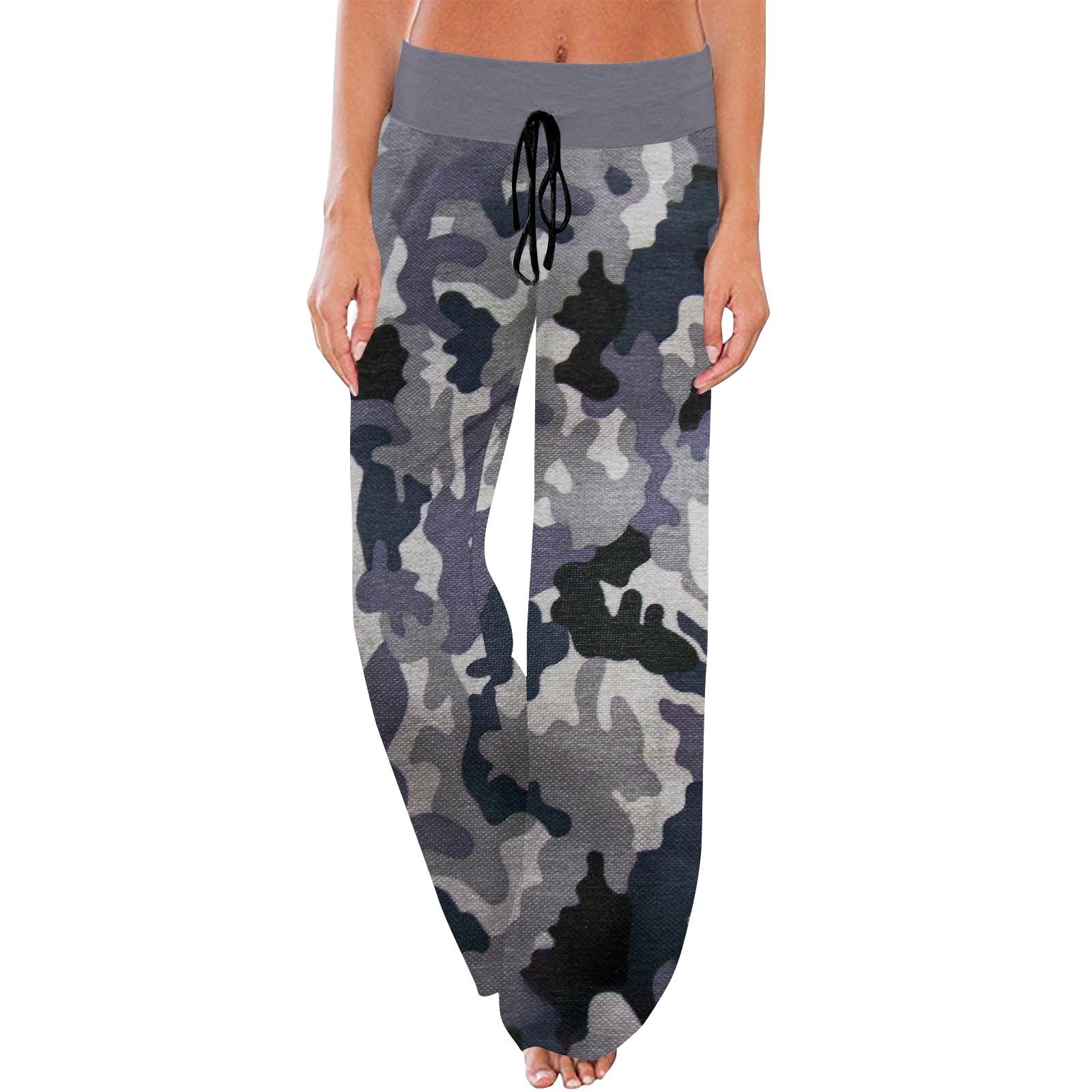 

Женские удобные пижамные брюки с камуфляжным принтом и широкими брюками на шнуровке XXL тёмно-синий
