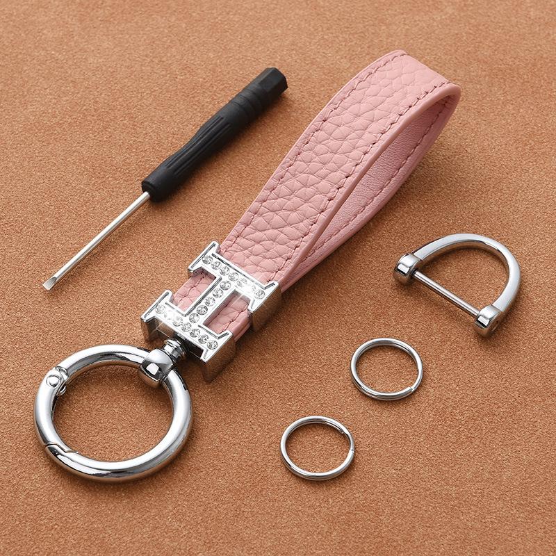 Rhinestone H-Lock Cute Car Keyring Pendant