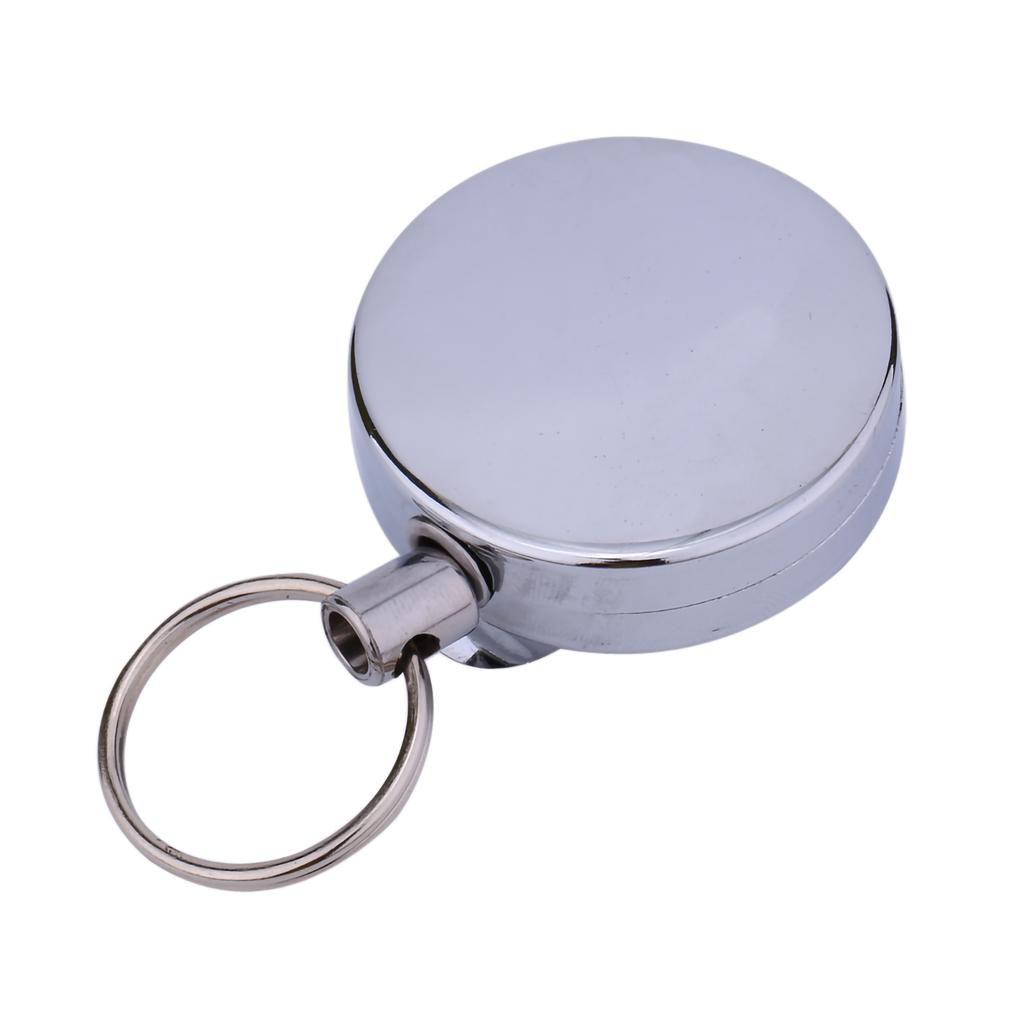 60cm Retractable Pull Chain Recoil Key Ring Keychain Belt Clip Metal Card Holder