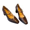 Leather French Single Shoes Women's Spring and Autumn High Heels Femininity Advanced Not Tired Feet Thick Heel Mary Jane Shoes