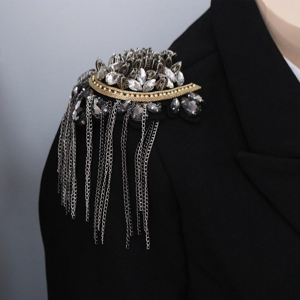 Breastpin Brooch Shoulder Board Cool Jacket Vintage Brooch Tassel Chain Epaulette  Men