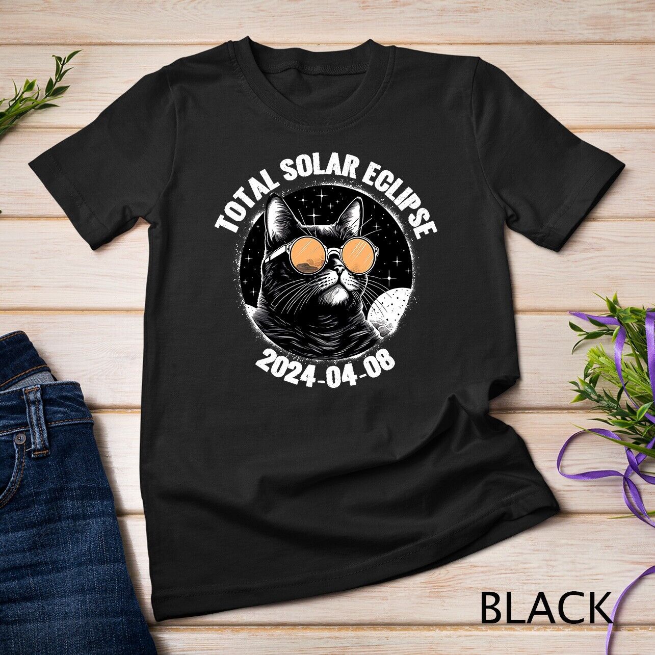 

Total Solar Eclipse 2024 Cool Cat T-Shirt Unisex T-shirt L